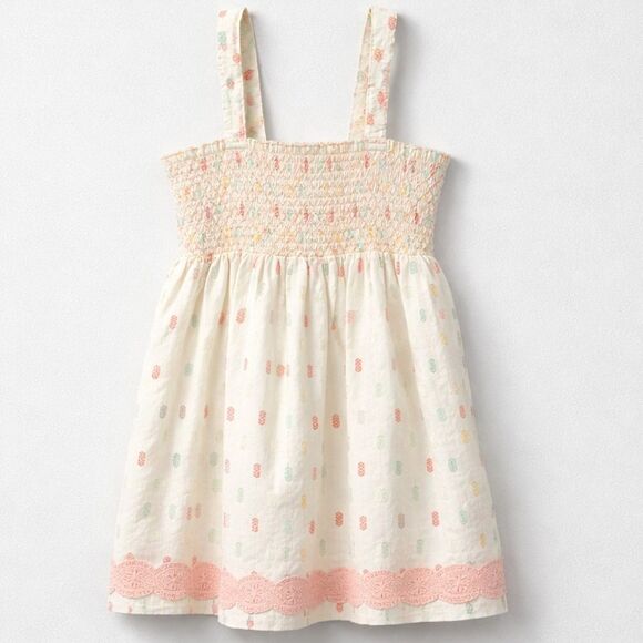 Matilda Jane Other - Matilda Jane cream smocked bodice embroidered top with lace trim size 14